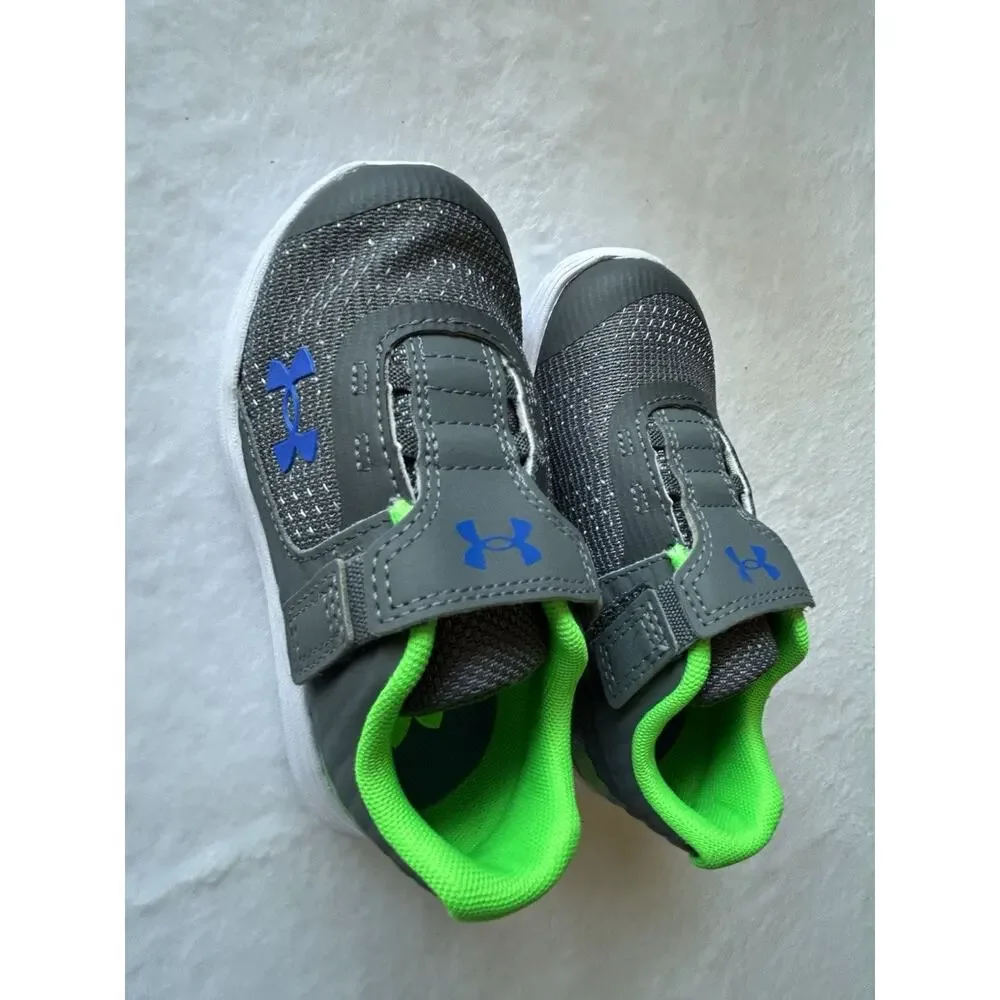 Under Armour 3025873-107 Unisex Kids Gray Green Mesh Hook & Loop Strap 7K